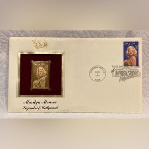 Marilyn Monroe Legends Of Hollywood USA Golden Gold 22k Plated Stamp FDC 1995
